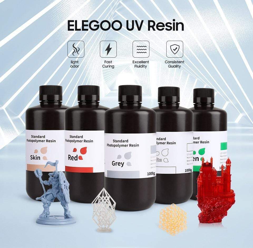 ELEGOO-Résine d'imprimante 3D lavable à l'eau V2.0 LCD, résine de  durcissement UV 405nm, résine photopolymère standard pour impression 3D LCD  1000g
