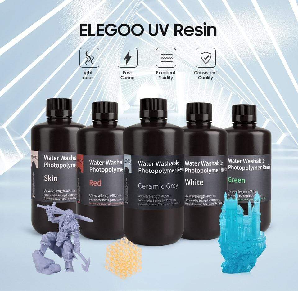 ELEGOO Water Washable 3D Printer Resin LCD UV-Curing Resin 405nm